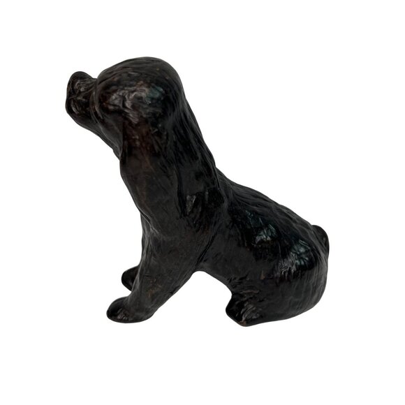 Handcrafted Dark Tan Leather Dog Figurine Sculpture Glass Eyes Spaniel? - Picture 3 of 10